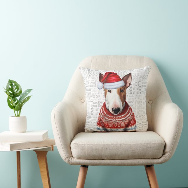 Bull Terrier Dog Lover Christmas Holiday Cushion (Chair)