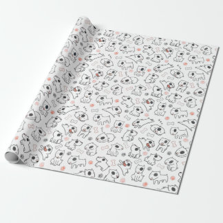 Bull Terrier Dog Lover Seamless Pattern Wrapping Paper
