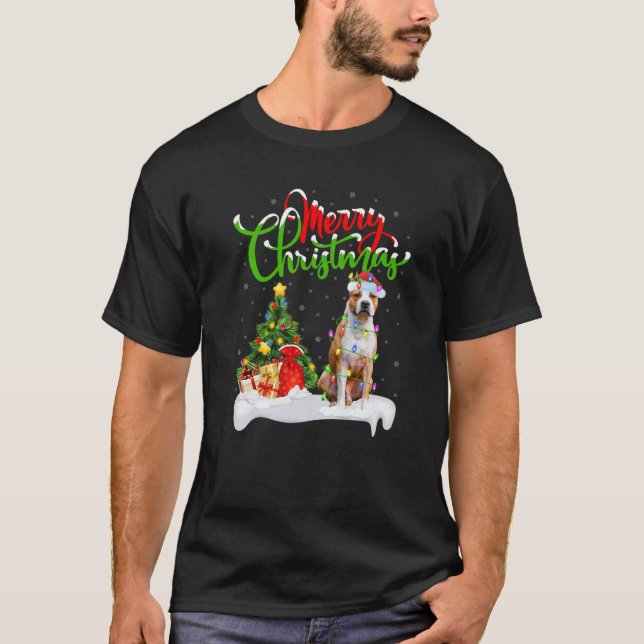 Bull Terrier Dog Lover Xmas Lighting Bull Terrier T-Shirt (Front)