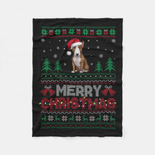 Bull Terrier Dog Lovers Santa Hat Christmas Tree L Fleece Blanket