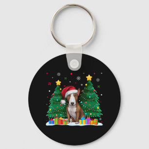 Bull Terrier Dog Lovers Santa Hat Ugly Christmas S Key Ring