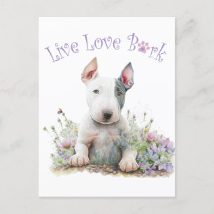 Bull Terrier Dog Mum Floral Postcard