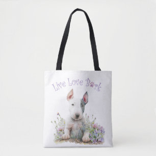 Bull Terrier Dog Mum Floral Tote Bag