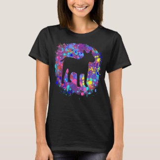 Bull Terrier Dog Pink Watercolor Splatter Art Love T-Shirt