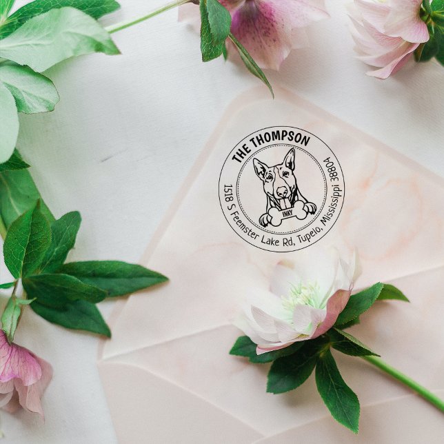 Bull Terrier Dog Return Address Family Rubber Stamp (Creator Uploaded)