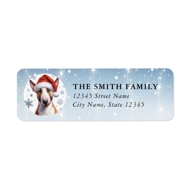Bull Terrier Dog Return Address Labels (Front)