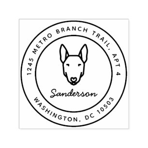 Bull Terrier Dog Return Address Stamp Self-Inking