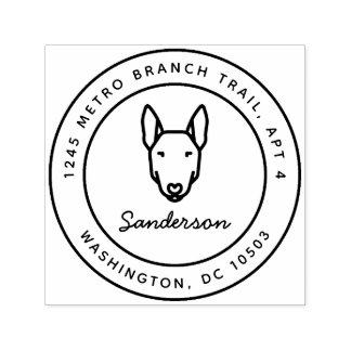 Bull Terrier Dog Return Address Stamp Self-Inking
