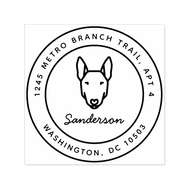 Bull Terrier Dog Return Address Stamp Self-Inking (Design)