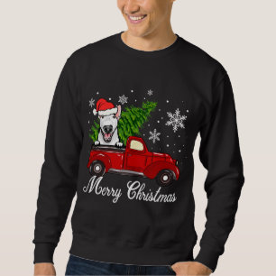Bull Terrier Dog Riding Red Truck Christmas Decor Sweatshirt