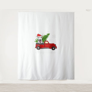Bull Terrier Dog Riding Red Truck Christmas Decor Tapestry