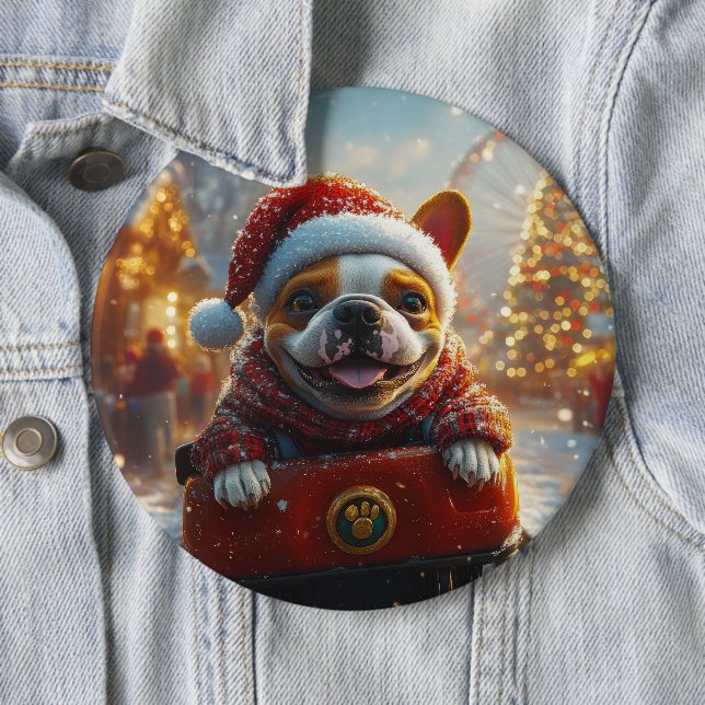 Bull Terrier Dog Roller Coaster Christmas 6 Cm Round Badge (In Situ)