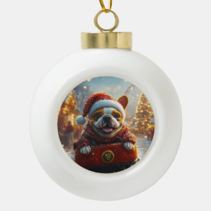 Bull Terrier Dog Roller Coaster Christmas Ceramic Ball Christmas Ornament