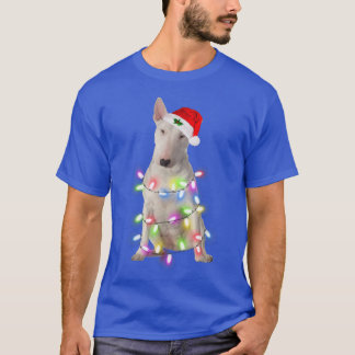 Bull Terrier dog Santa Christmas Tree Lights Xmas  T-Shirt