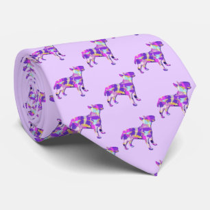 Bull Terrier Dog Silhouette Light Purple Tie
