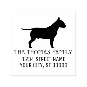 Bull Terrier Dog Silhouette Name Address Self-inking Stamp