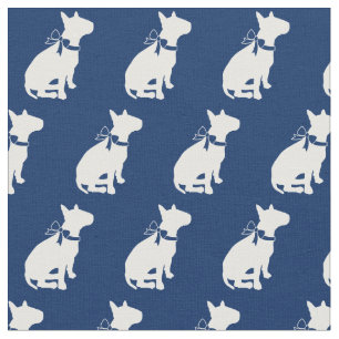 Bull Terrier Dog Silhouette Pet Navy Blue Fabric