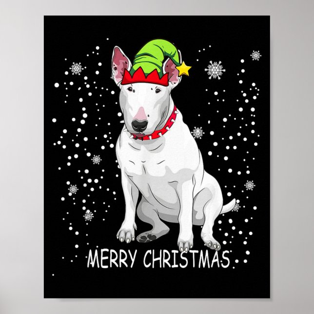 Bull Terrier Dog Tree Christmas Sweater Xmas Dogs  Poster (Front)