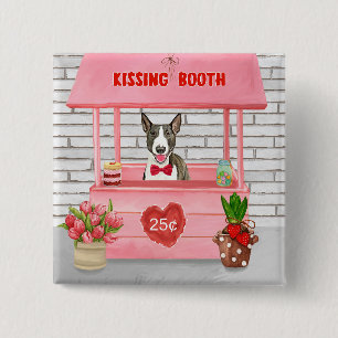 Bull Terrier Dog Valentine's Day Kissing Booth 15 Cm Square Badge