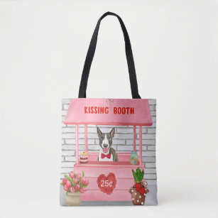 Bull Terrier Dog Valentine's Day Kissing Booth Tote Bag