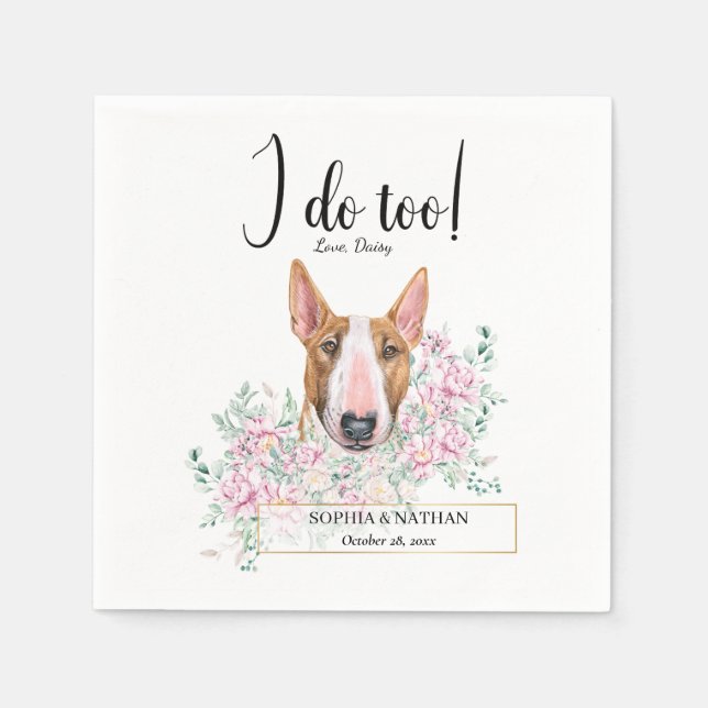 Bull Terrier Dog Wedding Cocktail Napkins (Front)