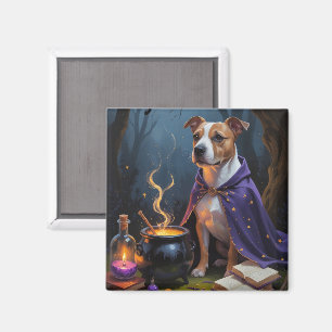 Bull Terrier Dog Whimsical Halloween Painting Magnet