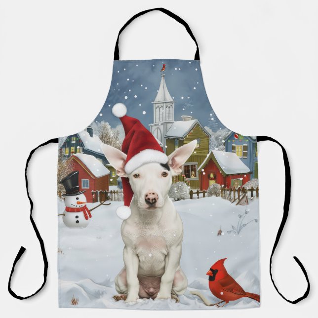 Bull Terrier Dog Winter Wonderland Christmas Joy Apron (Front)