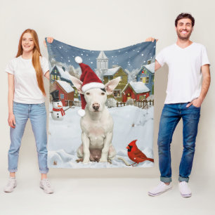 Bull Terrier Dog Winter Wonderland Christmas Joy Fleece Blanket