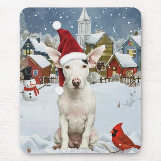 Bull Terrier Dog Winter Wonderland Christmas Joy Mouse Pad (Front)