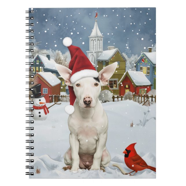 Bull Terrier Dog Winter Wonderland Christmas Joy Notebook (Front)
