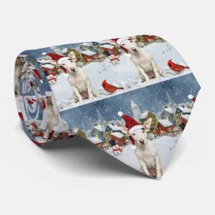 Bull Terrier Dog Winter Wonderland Christmas Joy Tie