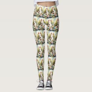 Bull Terrier Dog with Easter Eggs Holiday Leggings