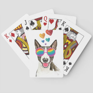 Bull Terrier Dog with Hearts Valentine's Day Playing Cards