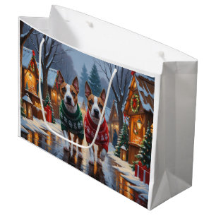 Bull Terrier Dogs Christmas Snow Holiday Large Gift Bag