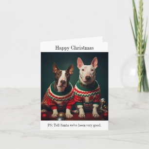 Bull Terrier Dogs in Christmas Sweaters Card