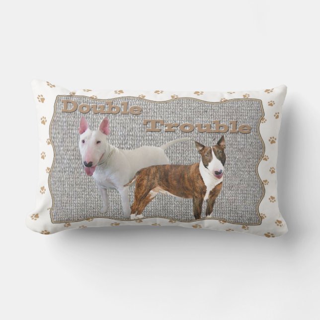 Bull Terrier Double Trouble Lumbar Cushion (Front)