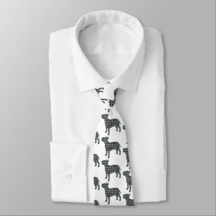 Bull Terrier English Yellow & Blue Gridlines White Tie