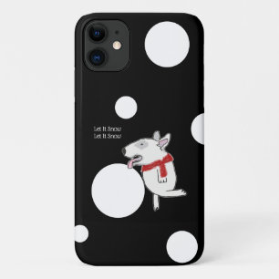 Bull Terrier enjoying a snowball iPhone 11 Case