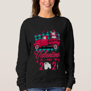 Bull Terrier Face Mask Valentines Day 2021 Truck D Sweatshirt