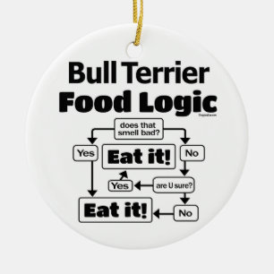 Bull Terrier Food Logic Ceramic Ornament