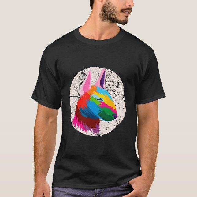 Bull Terrier Funny Multicolor Animal T-Shirt (Front)