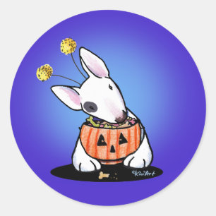 Bull Terrier Halloween Classic Round Sticker