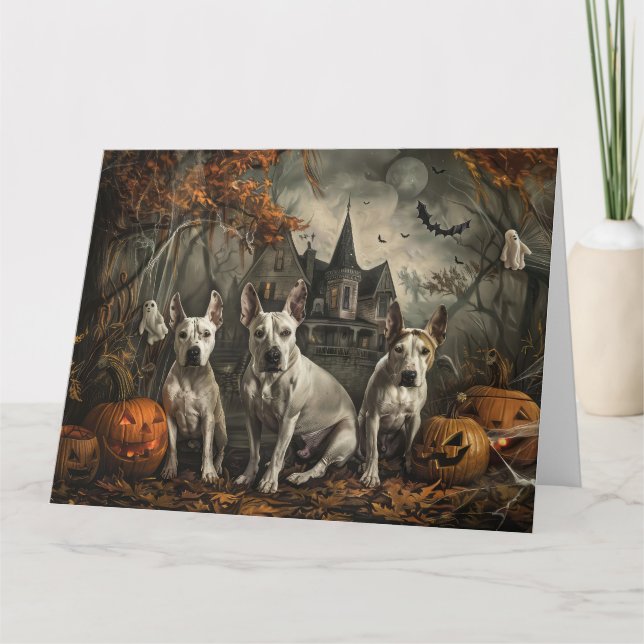 Bull Terrier Halloween Night Doggy Delight  Card (Front)