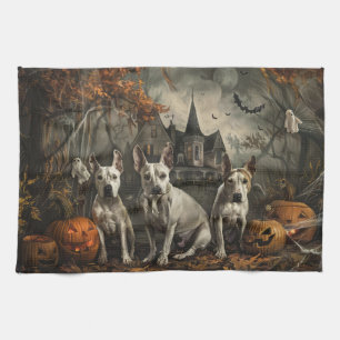 Bull Terrier Halloween Night Doggy Delight  Tea Towel