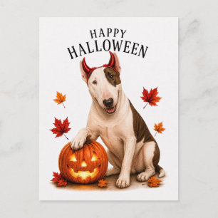 Bull Terrier Halloween Postcard