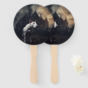 Bull Terrier Halloween Scary Hand Fan