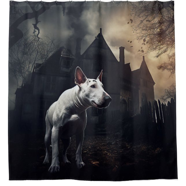 Bull Terrier Halloween Scary Shower Curtain (Front)