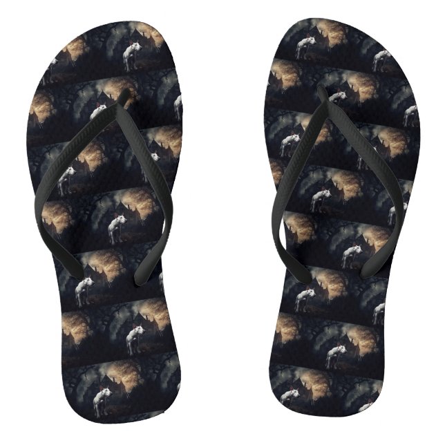 Bull Terrier Halloween Scary Thongs (Footbed)