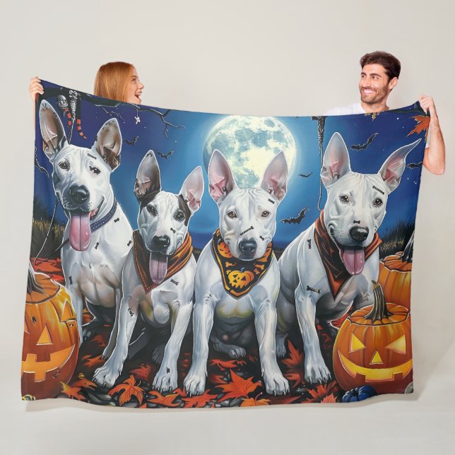 Bull Terrier Halloween Spooky  Fleece Blanket (In Situ)