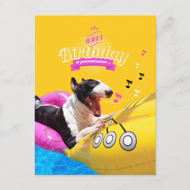 Bull Terrier "Happy Birthday" Photo Card (Front)